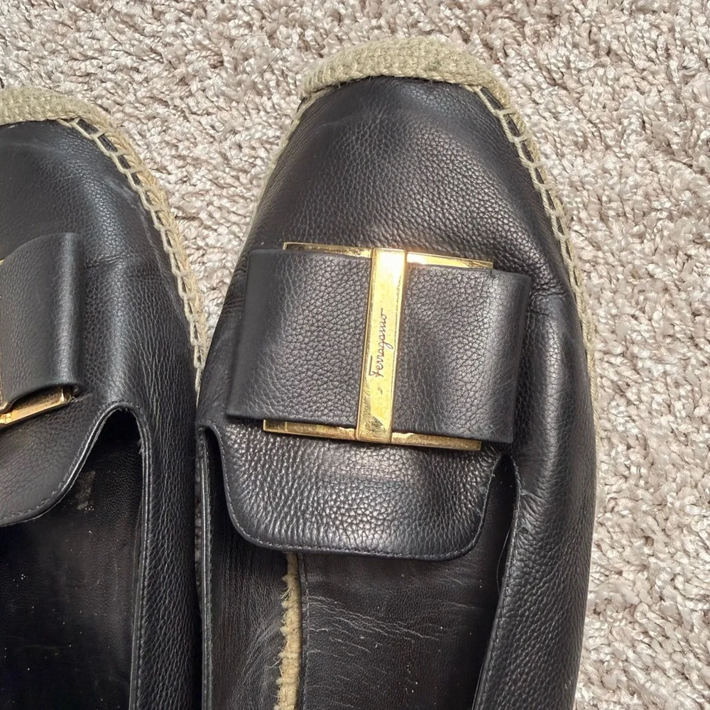 Salvatore Ferragamo Black Espadrilles with Gold Accent